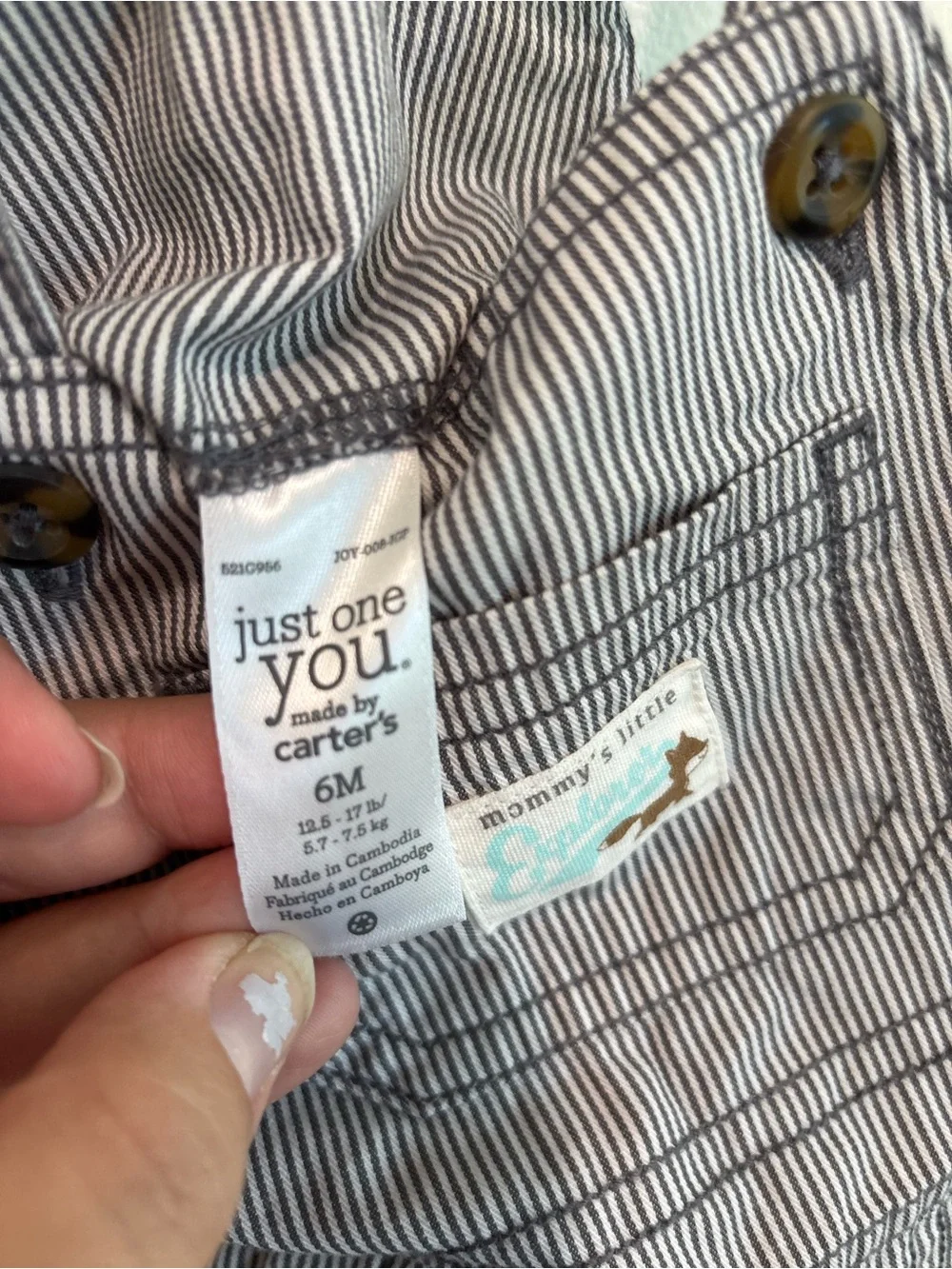 Carters 6 month striped overalls baby boy